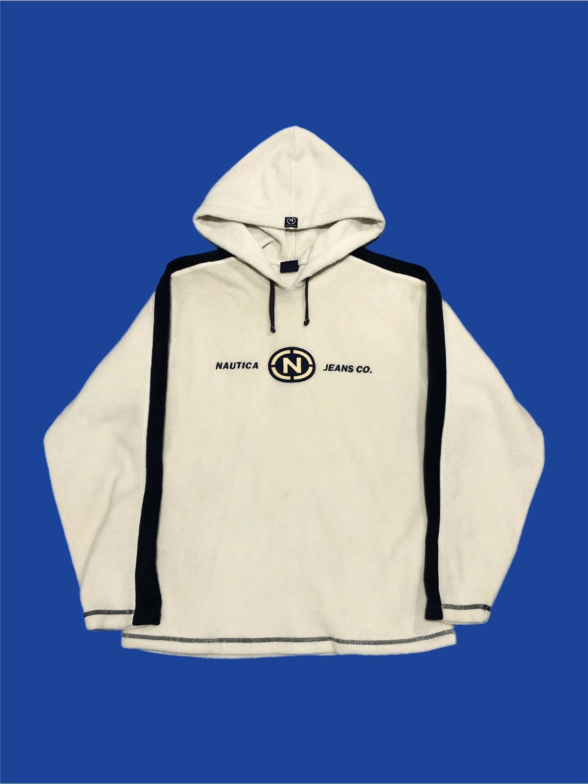 Nautica × Vintage 90s Nautica Jeans Co Fleece Hoodie Size US L / EU 52-54 / 3 - 1 Thumbnail