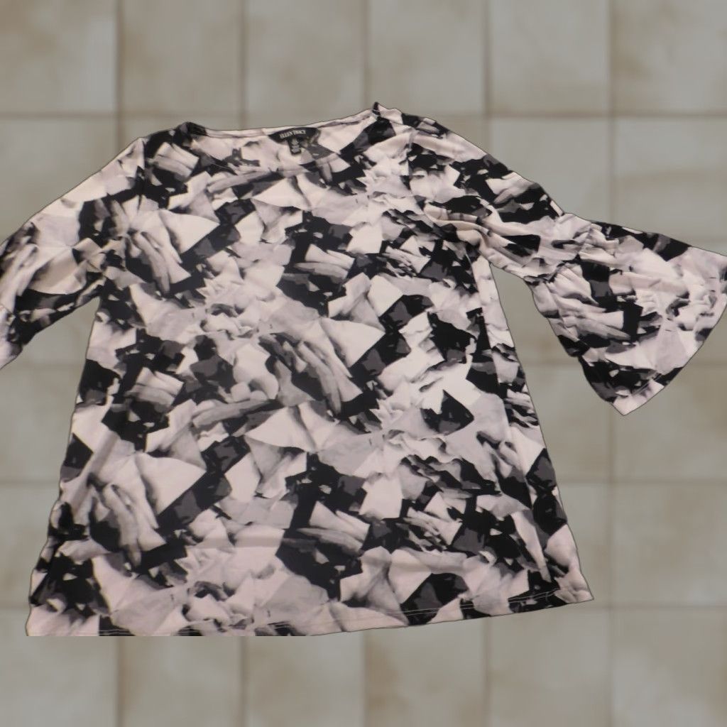 Ellen Tracy Ellen Tracy Womens Blouse M Gray Crew Neck Short Sleeve Pullover Cotton Rayon Stretch Casual Basic Classic Regular Tee Shirt Size M / US 6-8 / IT 42-44 - 1 Thumbnail