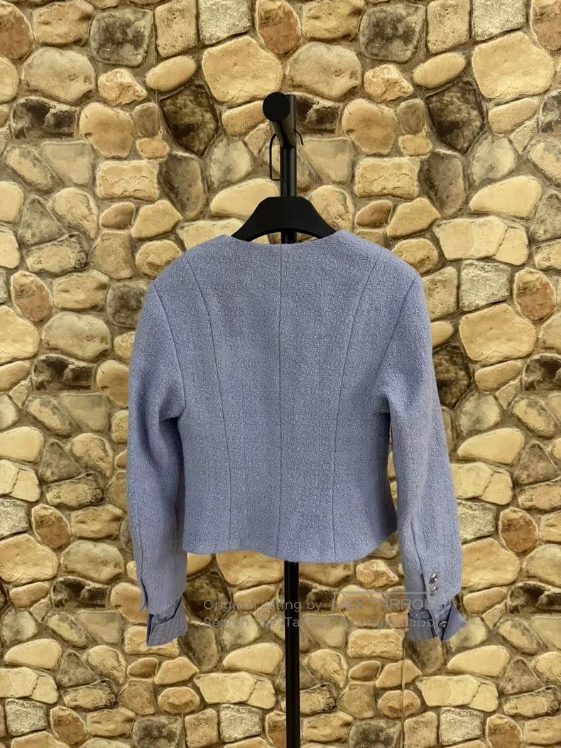 Chanel Chanel 24A purple double pocket V-neck tweed jacket Size XXS / US 00 / IT 34 - 2 Thumbnail