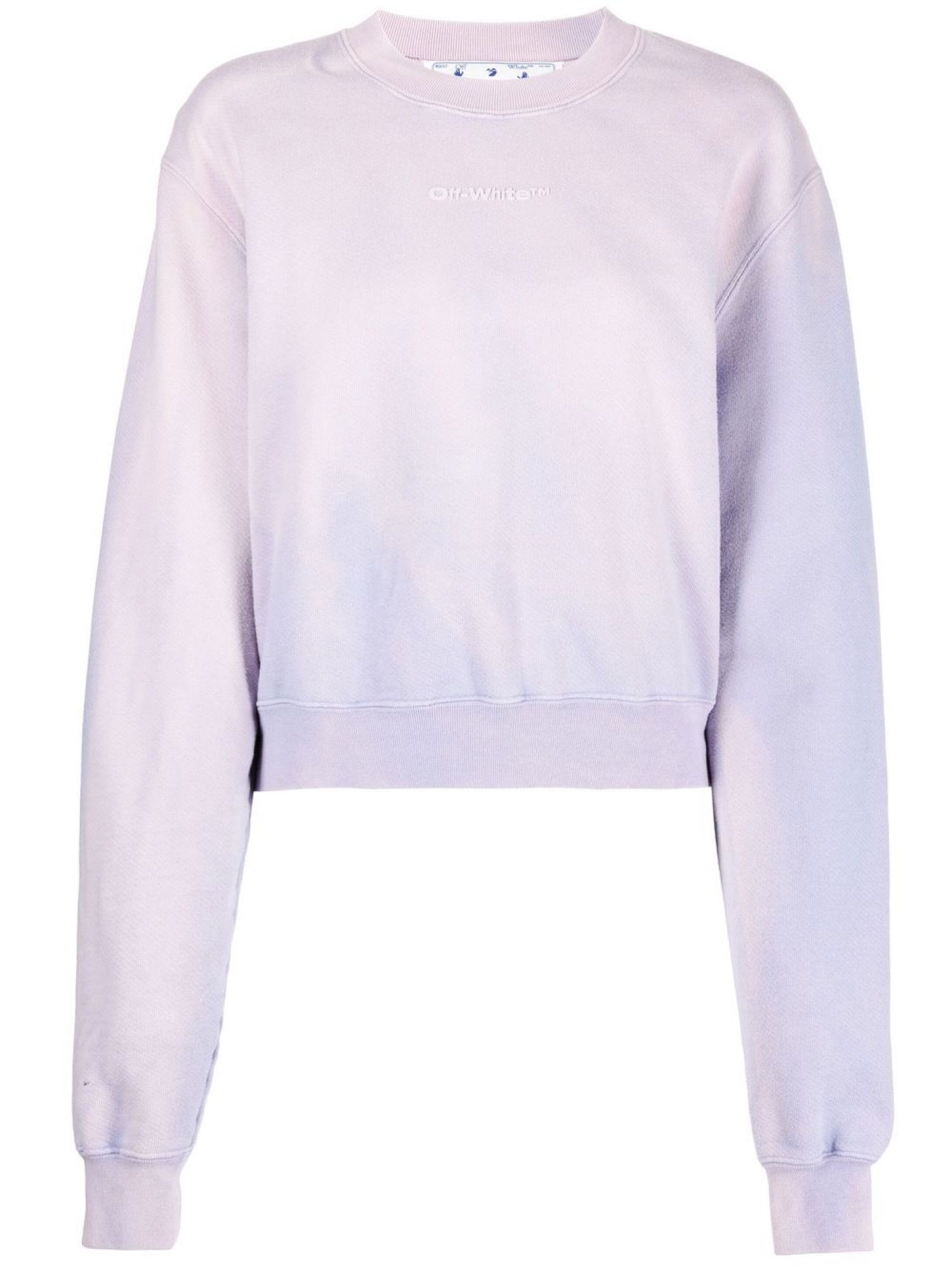 Off-White o1gr1nt1124 Laundry Crop Crewneck Sweatshirt in Lilac Size XXS / US 00 / IT 34 - 1 Thumbnail