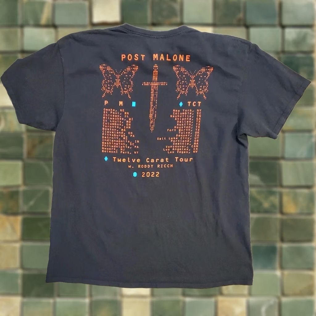 Vintage VINTAGE Post Malone Twelve Carat Tour 2022 Double-Sided Concert T Shirt XL Black Size US XL / EU 56 / 4 - 1 Thumbnail