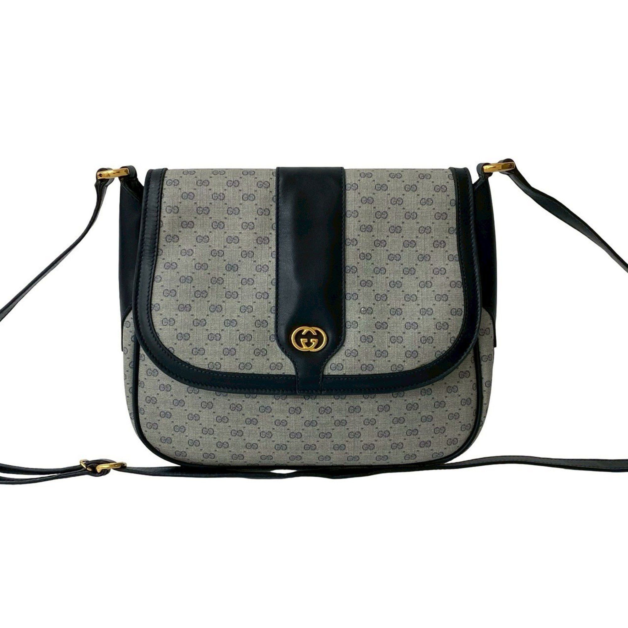 GUCCI Old Gucci Micro GG Logo Hardware Leather Mini Shoulder Bag