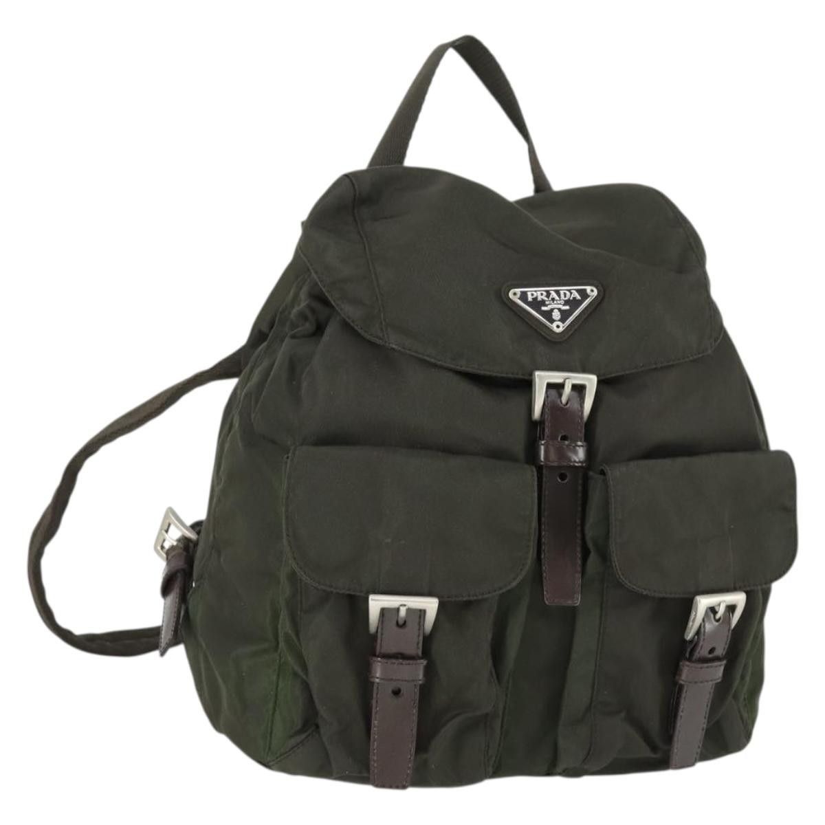 Prada PRADA Backpack Nylon Khaki Silver Auth 168379 - Jerrillo Size ONE SIZE - 1 Thumbnail