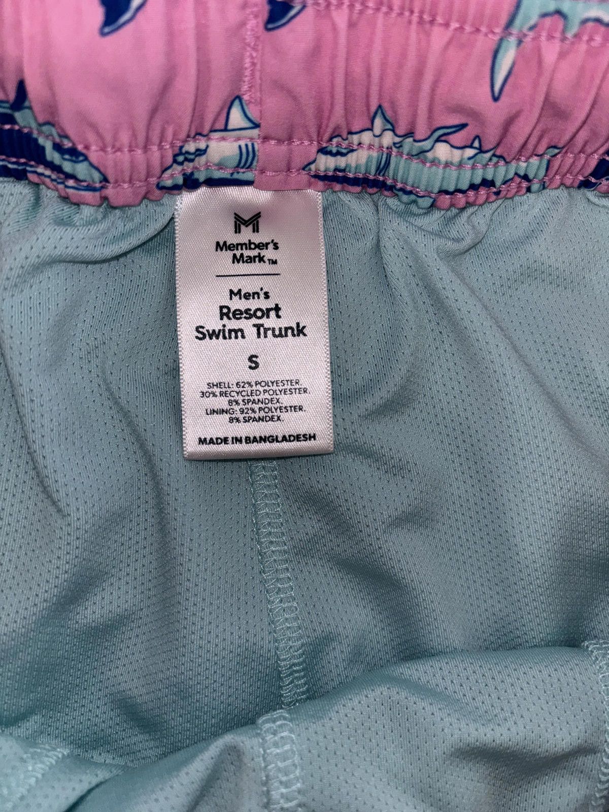 Unknown London Member's Mark Men's Pink Shark Print Swim Trunks. Size S. Size US 32 / EU 48 - 4 Thumbnail