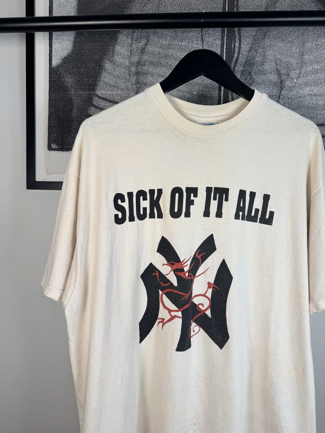 Vintage 🚭GRAIL 🚭 90s WHITE SICK OF IT ALL NEW YORK HARDCORESHIRT Size US XL / EU 56 / 4 - 2 Thumbnail