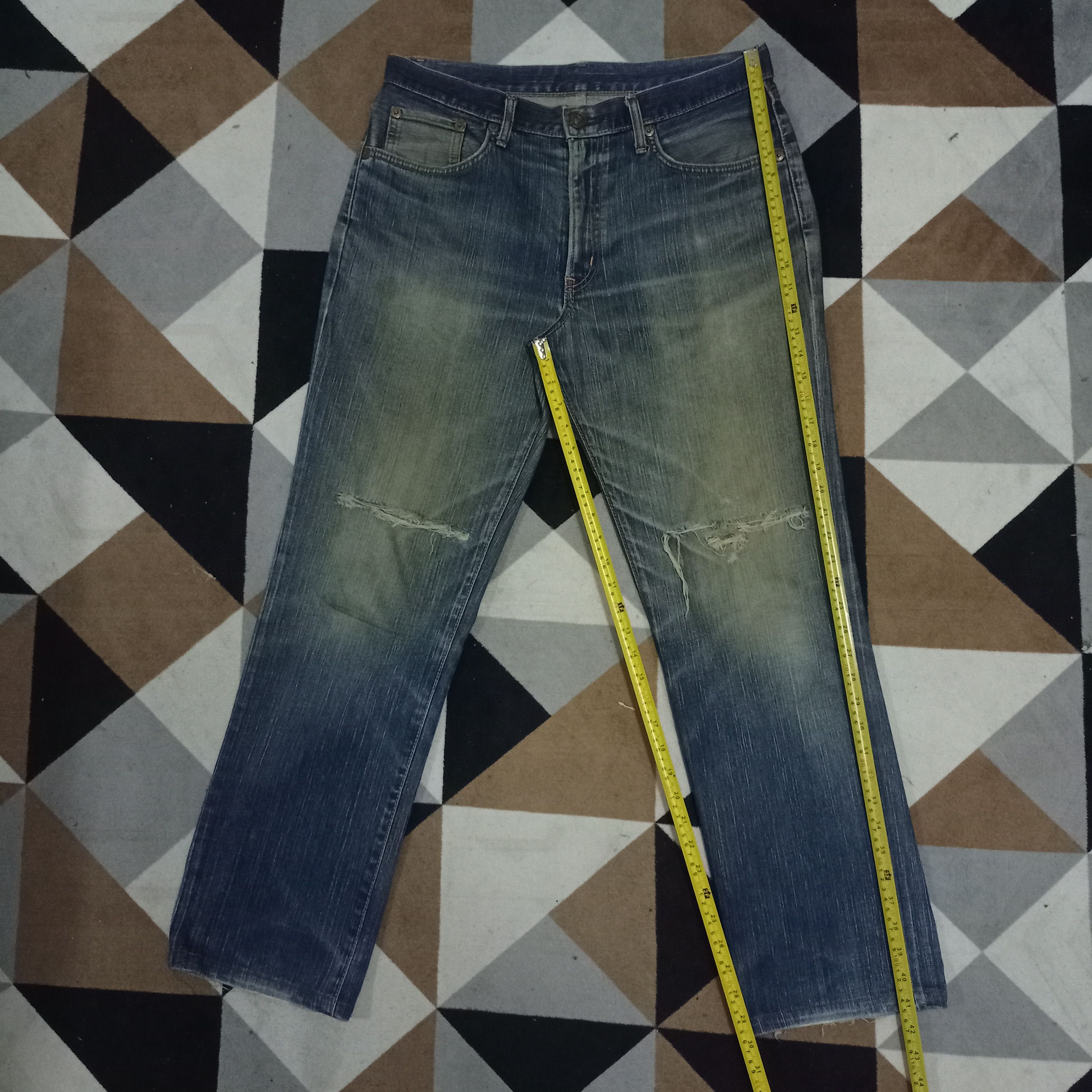 Edwin × Japanese Brand Vintage Japan Edwin 503 Baggy Mud Wash Distressed Jeans Size US 34 / EU 50 - 8 Thumbnail