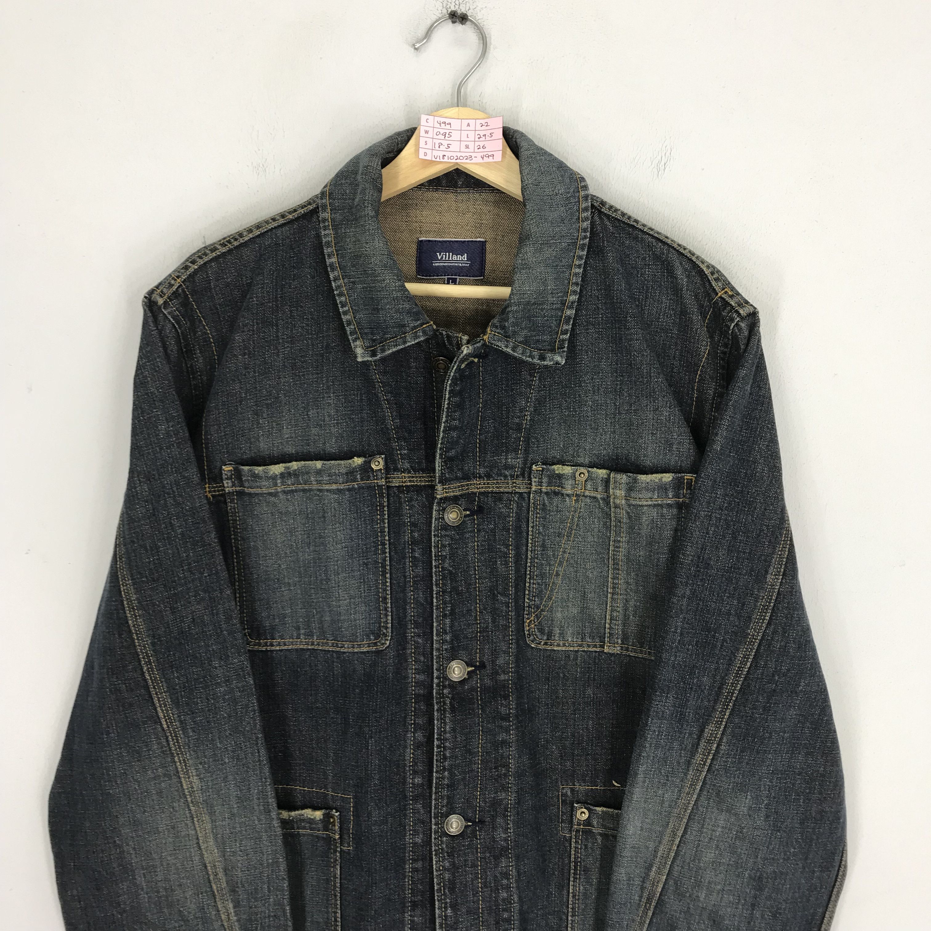Japanese Brand Vintage Villand Denim Chore Workers Jacket Stone Wash Blue Size US M / EU 48-50 / 2 - 4 Thumbnail