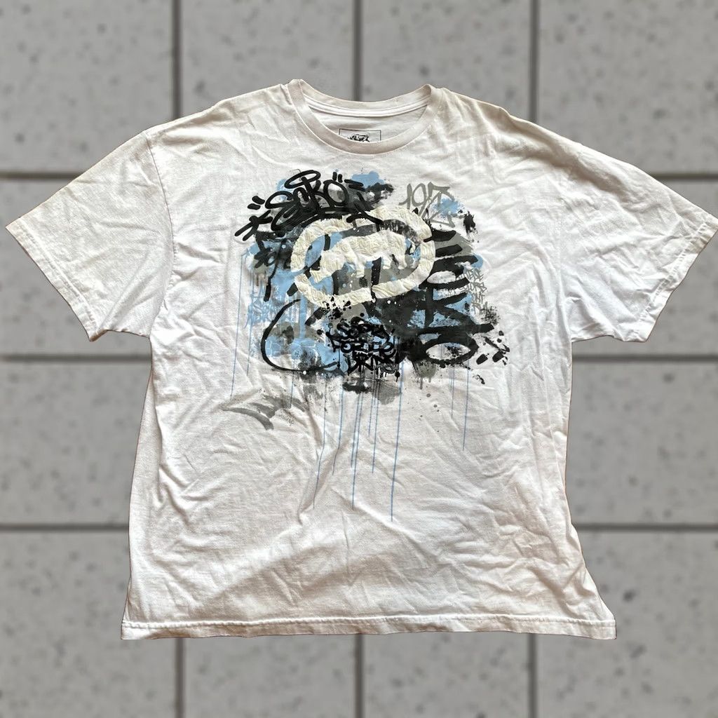 Ecko Unltd. Ecko Unltd Shirt Mens 2XL White Short Sleeve Crew Neck Graffiti Graphic Print Hip Hop 90s Dinop? (note: fix not adding) Size US XXL / EU 58 / 5 - 1 Thumbnail