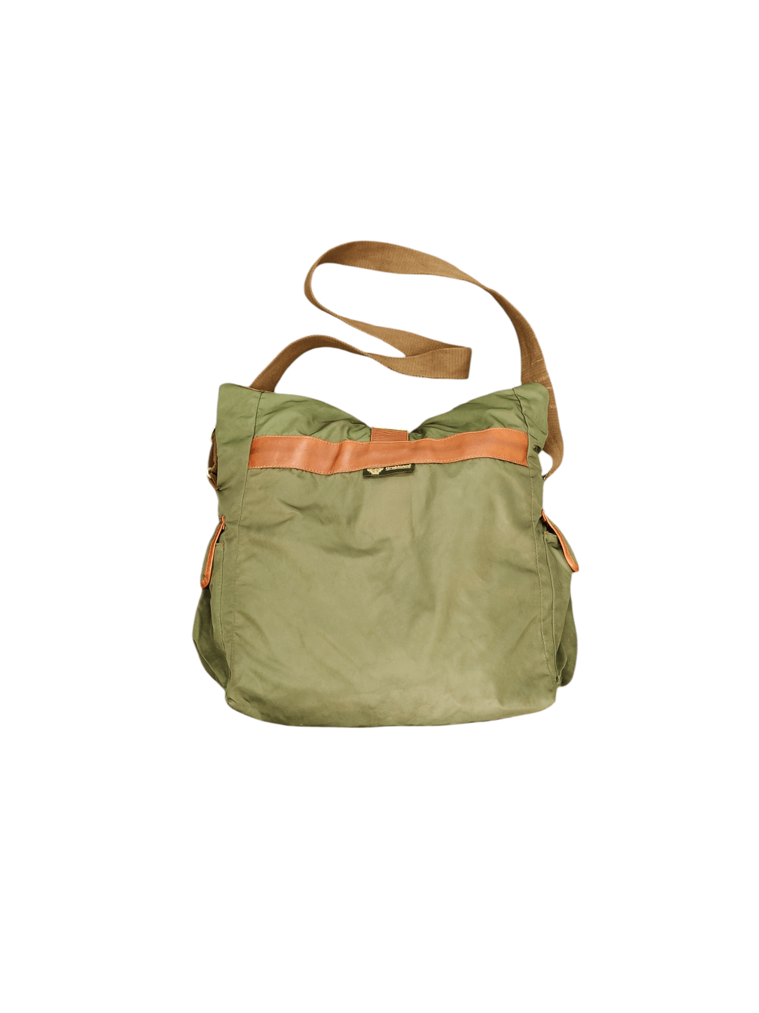 Orobianco Vintage Orobianco Olive Green Nylon Leather Trim Sling Bag Size ONE SIZE - 4 Thumbnail
