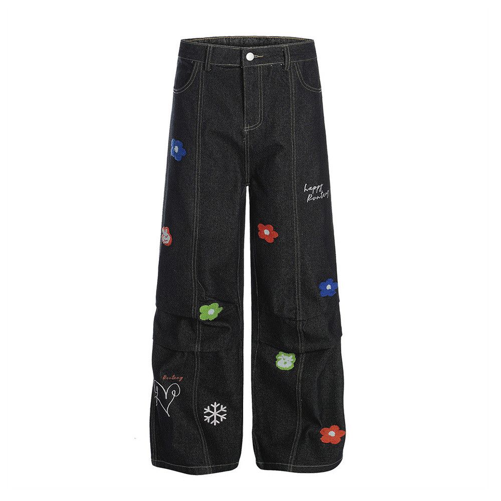 Japanese Brand × Jean American high street flower embroidered work jeans for men Size US 32 / EU 48 - 1 Thumbnail