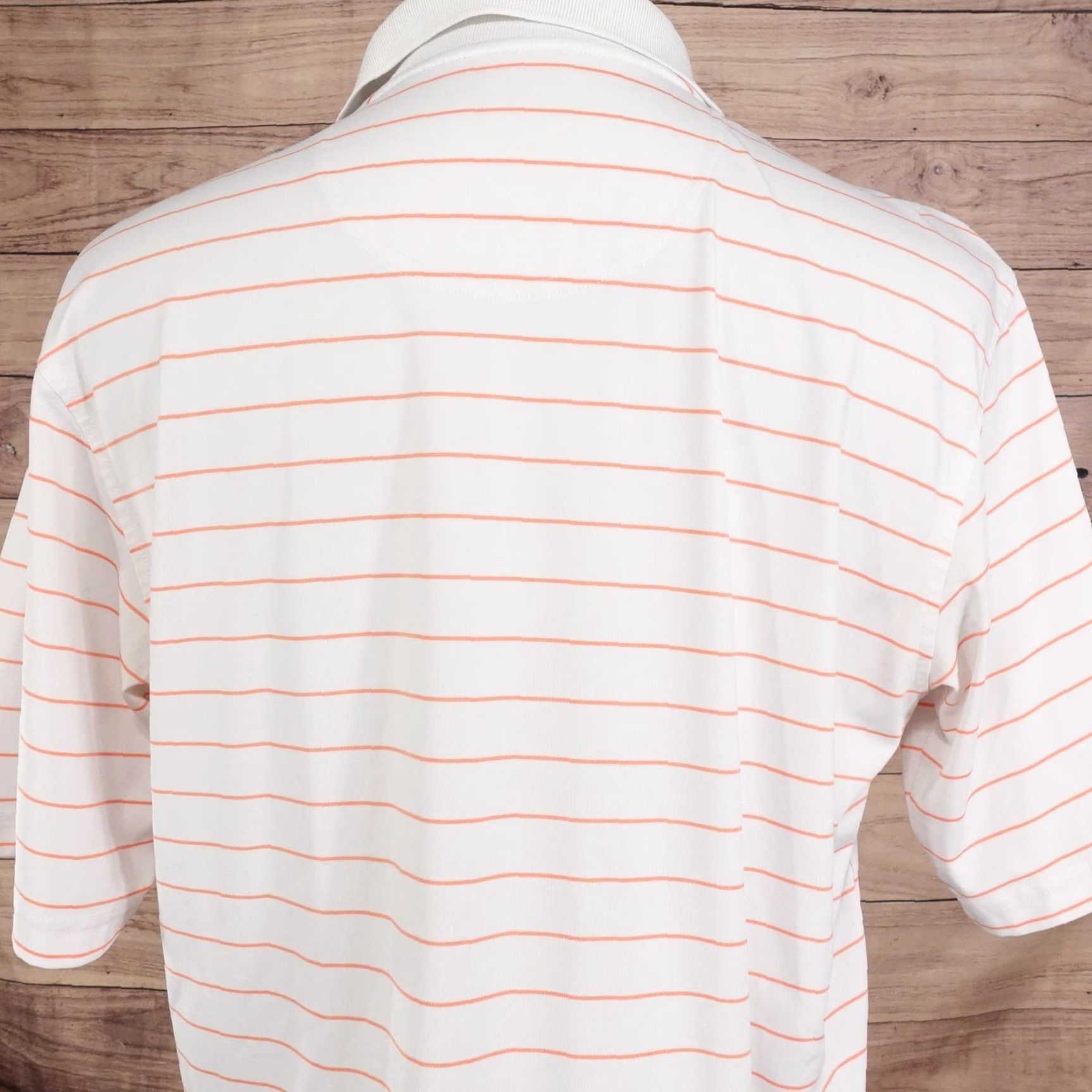 Vintage Pebble Beach Polo Shirt Mens Large White Orange Stripe Performance Golf Polo Shirt Mens Large White Striped Polo Golf Size US L / EU 52-54 / 3 - 5 Thumbnail