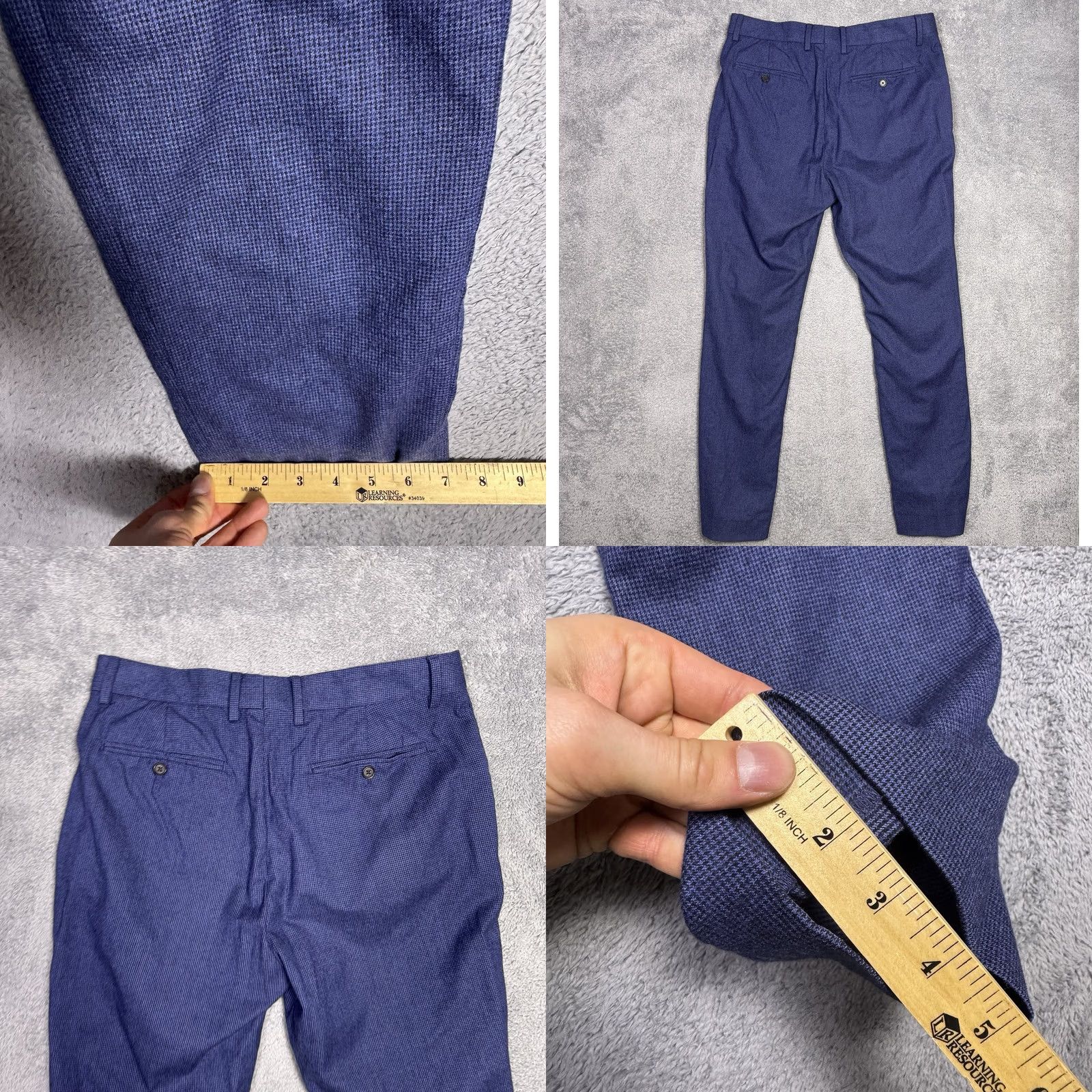Banana Republic Banana Republic Pants Mens 32R Flannel 120s Vitale Barberis Canonico Wool Slim Flat Front Dress Pants Men Blue Geometric H Cotton? Size US 32 / EU 48 - 9 Thumbnail