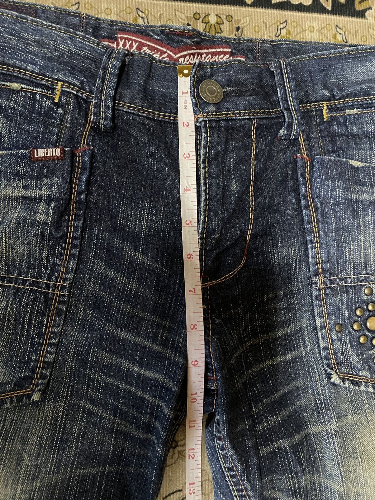 If Six Was Nine Japanese Brand Liberto Xxx Flare Distressed Denim Size US 33 - 17 Thumbnail