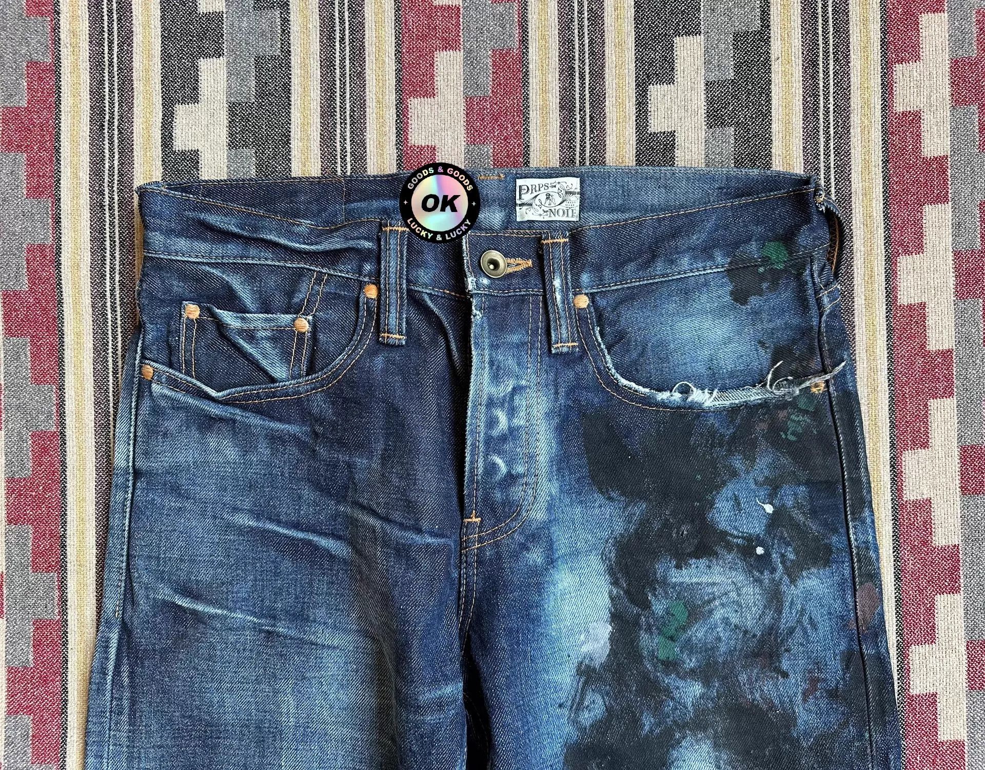 Prps Prps Noir Heavily Washed Splatter Distressed Selvedge 28 Size US 28 / EU 44 - 3 Thumbnail