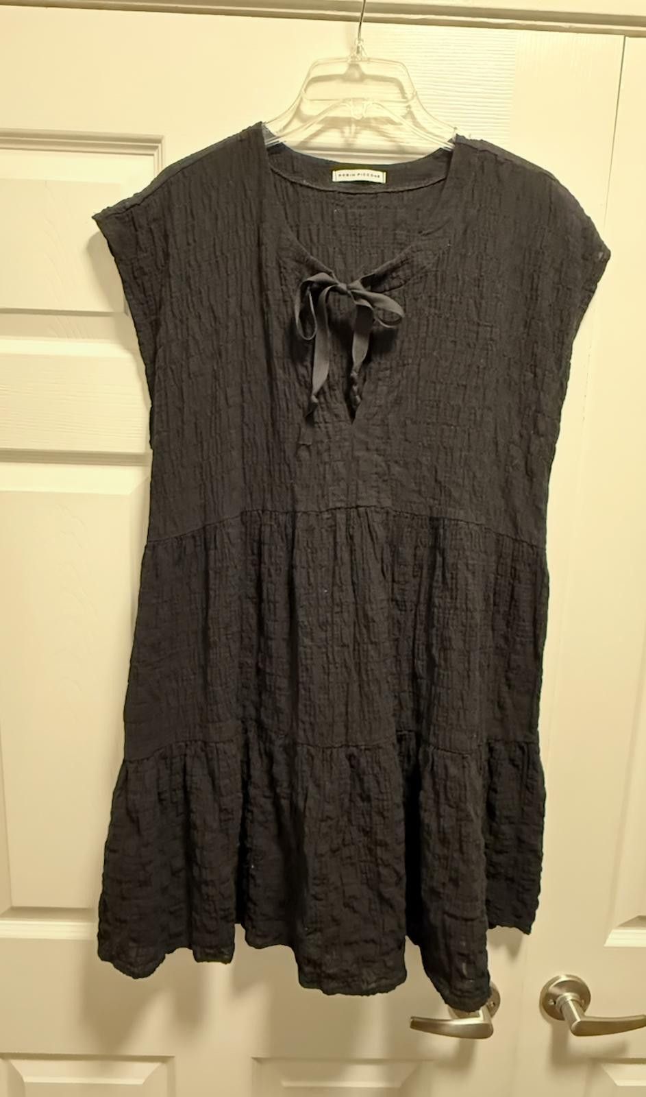 Other Robin Piccone Black Textured Cotton Tiered Dress L Size L / US 10 / IT 46 - 1 Thumbnail