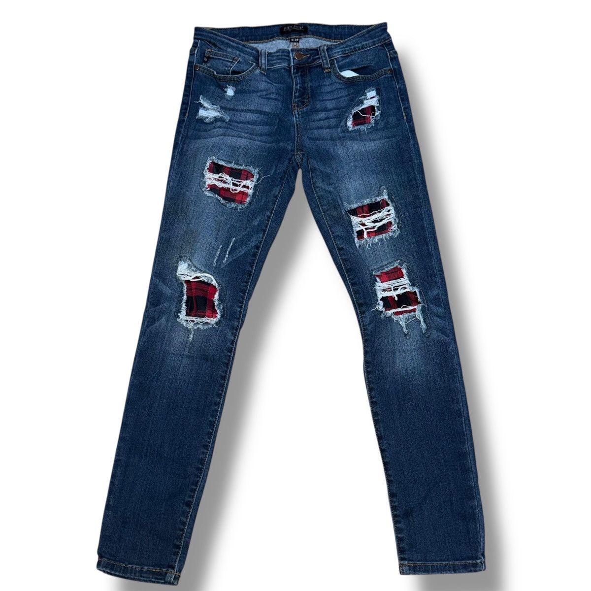 Judy Blue Judy Blue red buffalo check patched distressed jeans Size 28" / US 6 / IT 42 - 3 Thumbnail