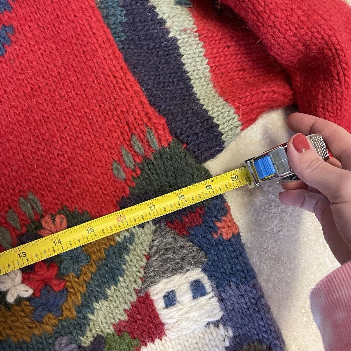 Other Vintage 80s Wool Sweater Cardigan Hand Knit Sz Size XL / US 12-14 / IT 48-50 - 4 Thumbnail