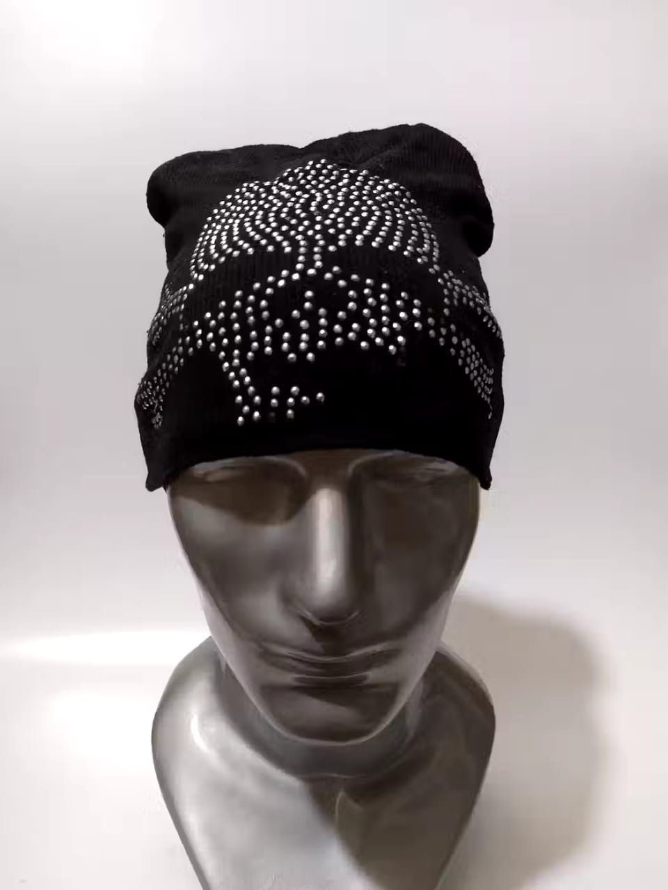 image of Avant Garde Mac Japan Sparkling Skull Skeleton Punk Beanie Hats in Black, Men's