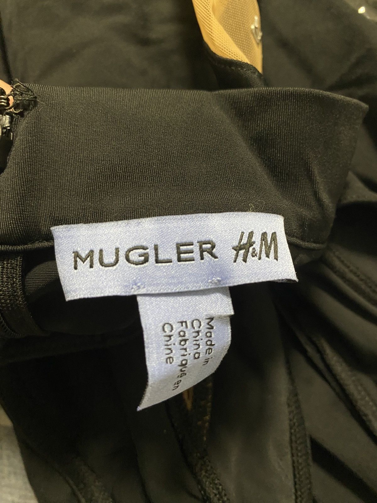 H&M × Mugler Mugler X H&M Rare Black & Beige Mesh Panel Bodysuit Size S / US 4 / IT 40 - 3 Thumbnail