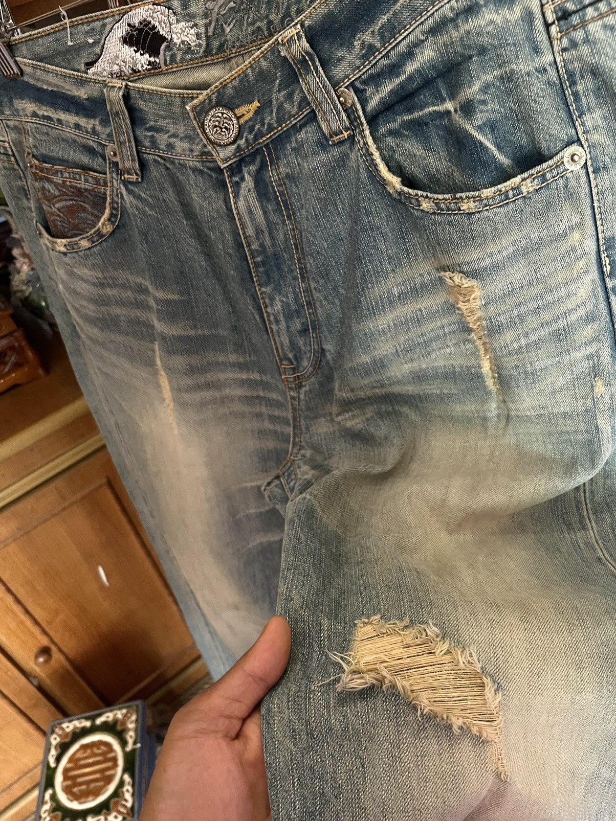 If Six Was Nine Vintage Osaka Bigtrain Embroidered Wave Jeans Size US 36 / EU 52 - 9 Thumbnail