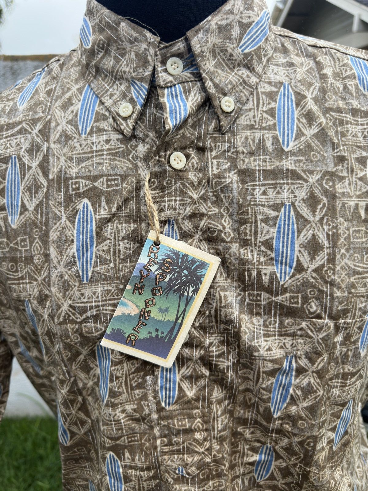 Reyn Spooner New Reyn Spooner Hawaiian Print 3/4 Button Brown Men's Large Size US L / EU 52-54 / 3 - 3 Thumbnail