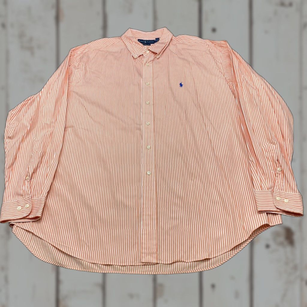 Ralph Lauren Ralph Lauren Classic Fit Long Sleeve Button Up Mens 2XL Orange White Striped Shirt Size US XXL / EU 58 / 5 - 1 Thumbnail