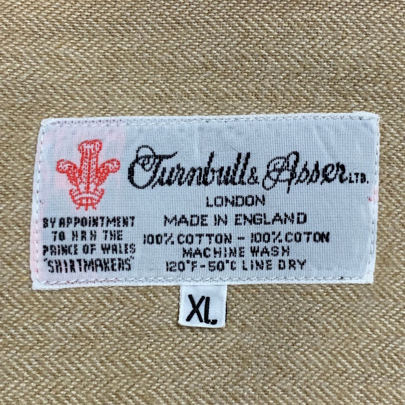 Turnbull & Asser Size XL Beige Herringbone Cotton 2 Pockets Long Sleeve Shirt Size US XL / EU 56 / 4 - 10 Thumbnail