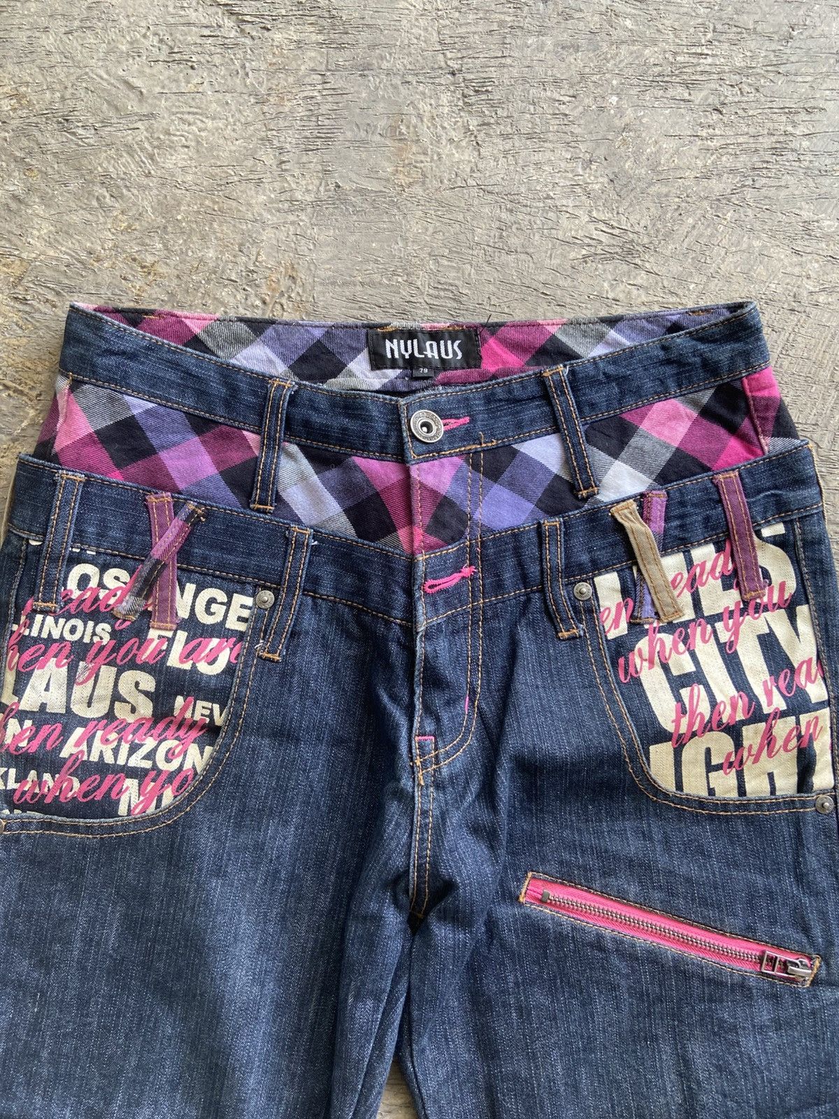 Japanese Brand 2000s Nylaus - Vkei Harajuku Style Double Waist Pants Size US 30 / EU 46 - 3 Thumbnail
