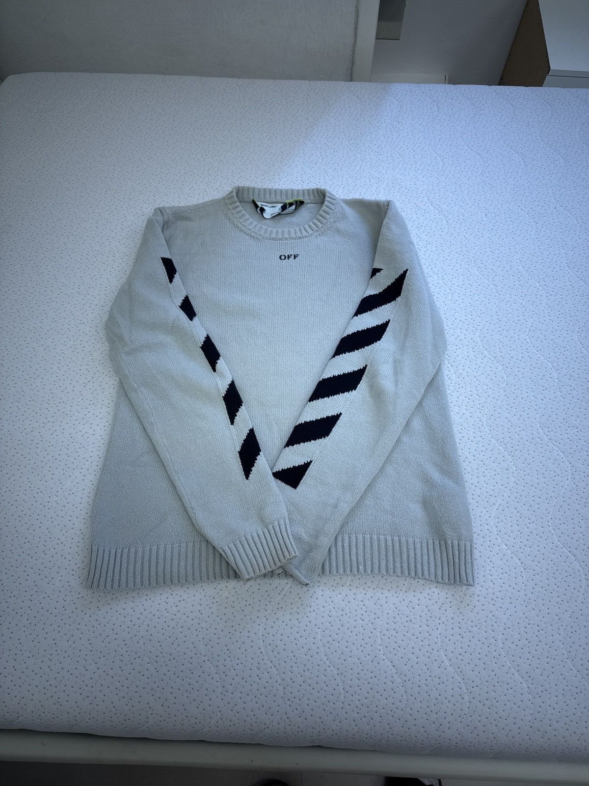 Off-White Maglione Off-White "Diagonals" Knit Sweater – Grigio Chiaro– Size US L / EU 52-54 / 3 - 7 Thumbnail