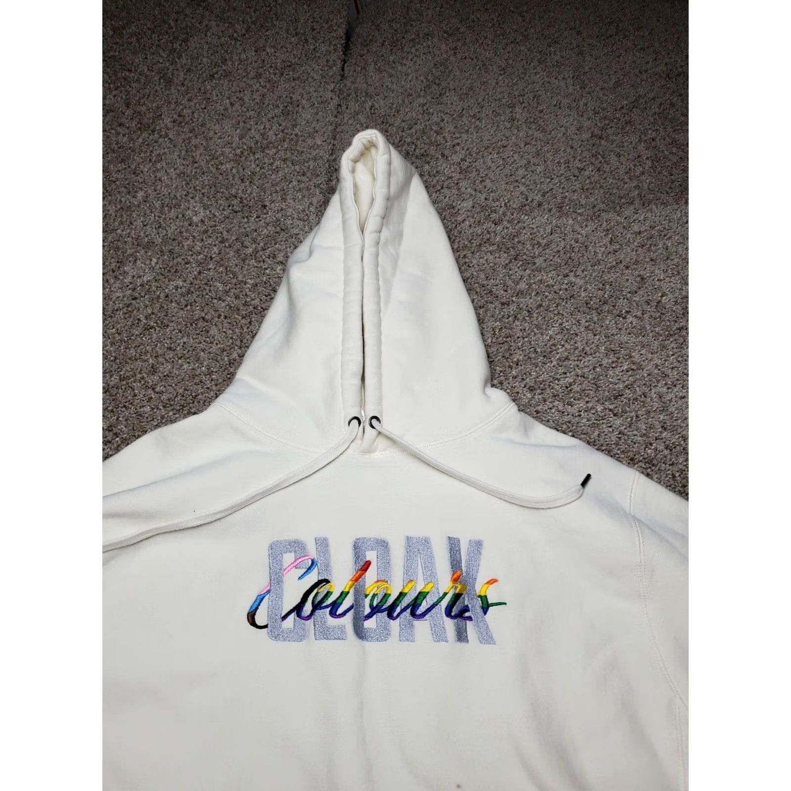 J Brand Cloak Hoodie XL Mens Ivory Pullover Long Sleeve Hooded Pockets Logo Embroidered Fall Winter Regular Men Size US XL / EU 56 / 4 - 7 Thumbnail