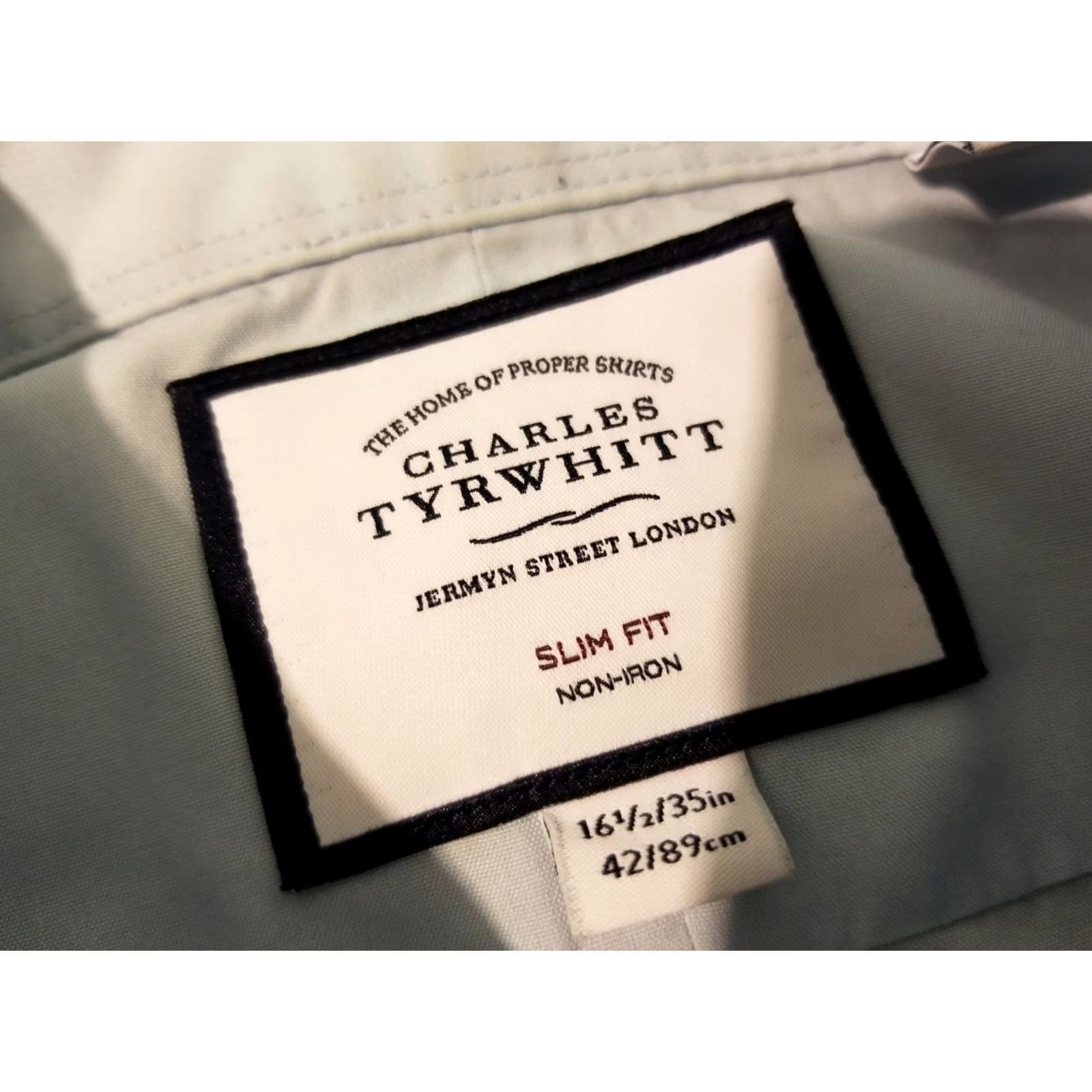 Charles Tyrwhitt Mens Charles Tyrwhitt Dress Shirt Slim Blue Cotton 16.5 35 Button Long Sleeve Regular 2609 Mens Women? Size 46R - 3 Thumbnail
