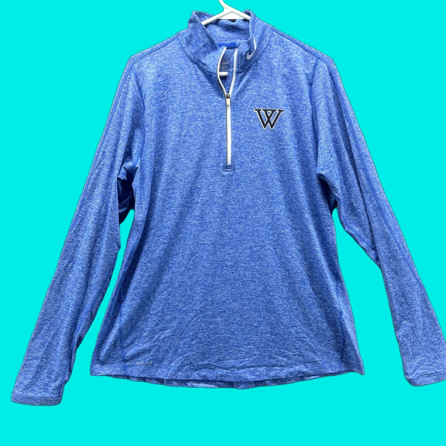 Nike Nike Dri-FIT Pullover Shirt Women XL Blue Heather 1/4 Zip W Logo Long Sleeve Top Size XL / US 12-14 / IT 48-50 - 1 Thumbnail