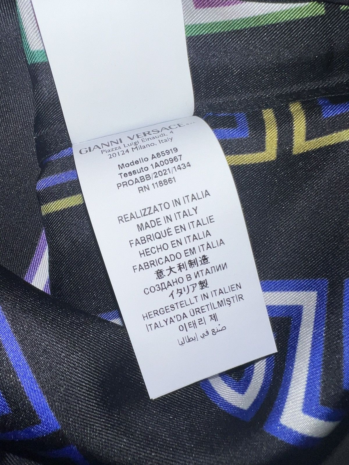 Versace Versace Men's Black Greca Neon-print Silk Shirt Size US XL / EU 56 / 4 - 4 Thumbnail