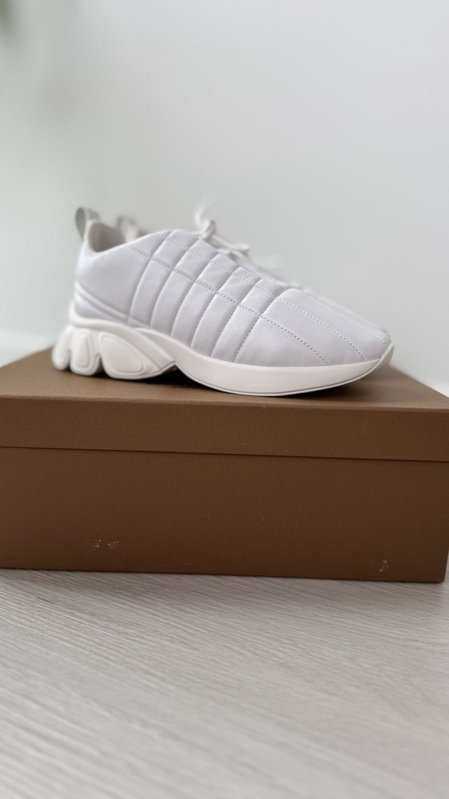 New Burberry White Quilted Sneakers