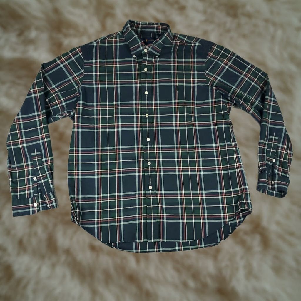 Ralph Lauren Ralph Lauren Shirt Mens XL Green Blue Plaid Button-Up Long Sleeve Casual Business Formal Workwear Size US XL / EU 56 / 4 - 1 Thumbnail
