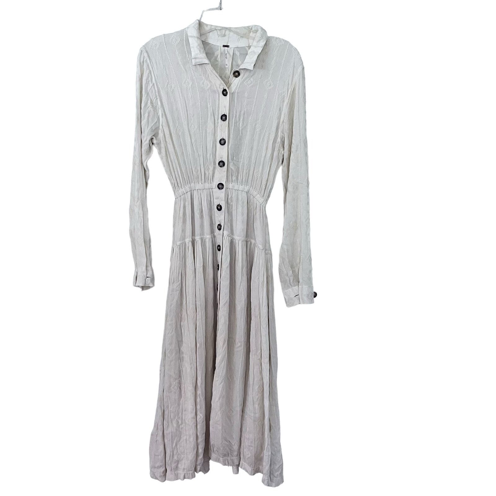 Free People Free People Diamond Head Embroidered Midi Dress Raw Linen Size XS / US 0-2 / IT 36-38 - 5 Thumbnail