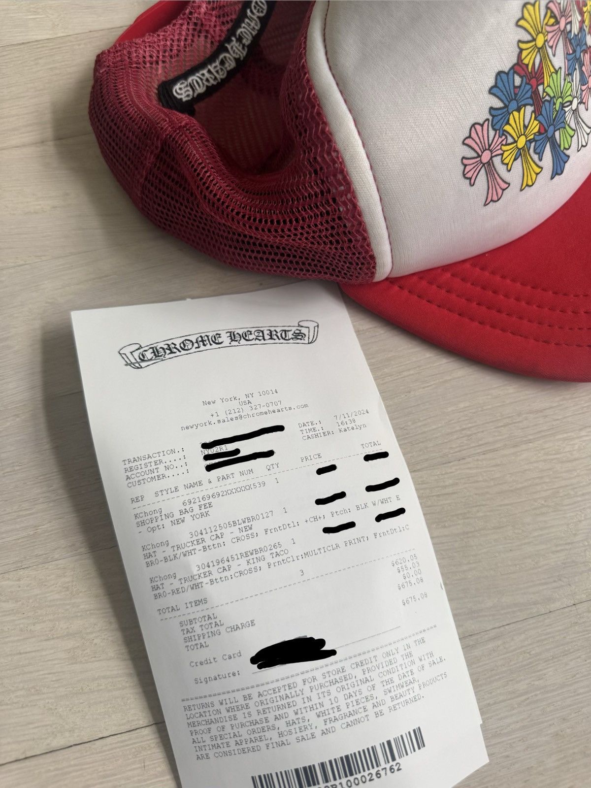Chrome Hearts Red Multicolor Cross King Taco Trucker Hat Size ONE SIZE - 6 Thumbnail