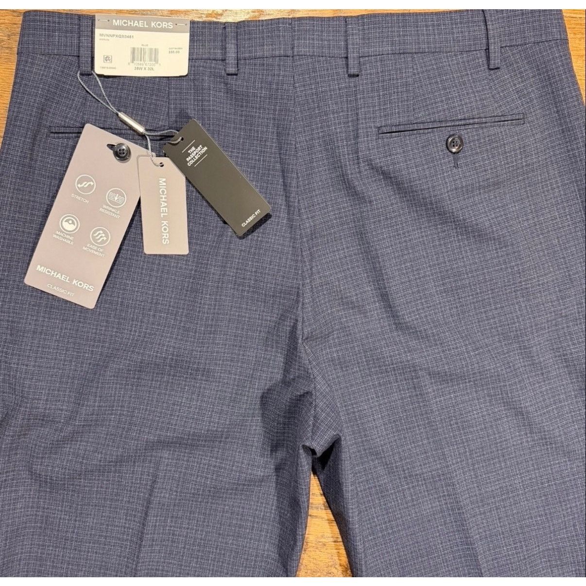 Michael Kors Michael Kors Blue Micro Check Dress Pants 38x32 NWT Size US 38 / EU 54 - 3 Thumbnail