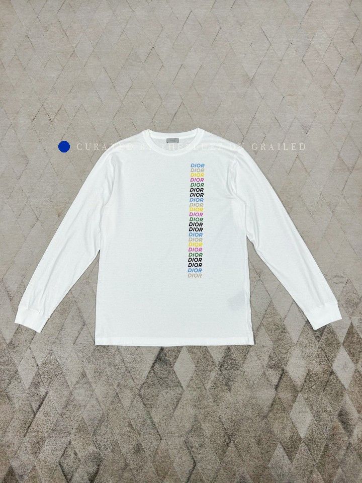 Dior Logo Print Long Sleeve T-Shirt in White Size US L / EU 52-54 / 3 - 1 Thumbnail