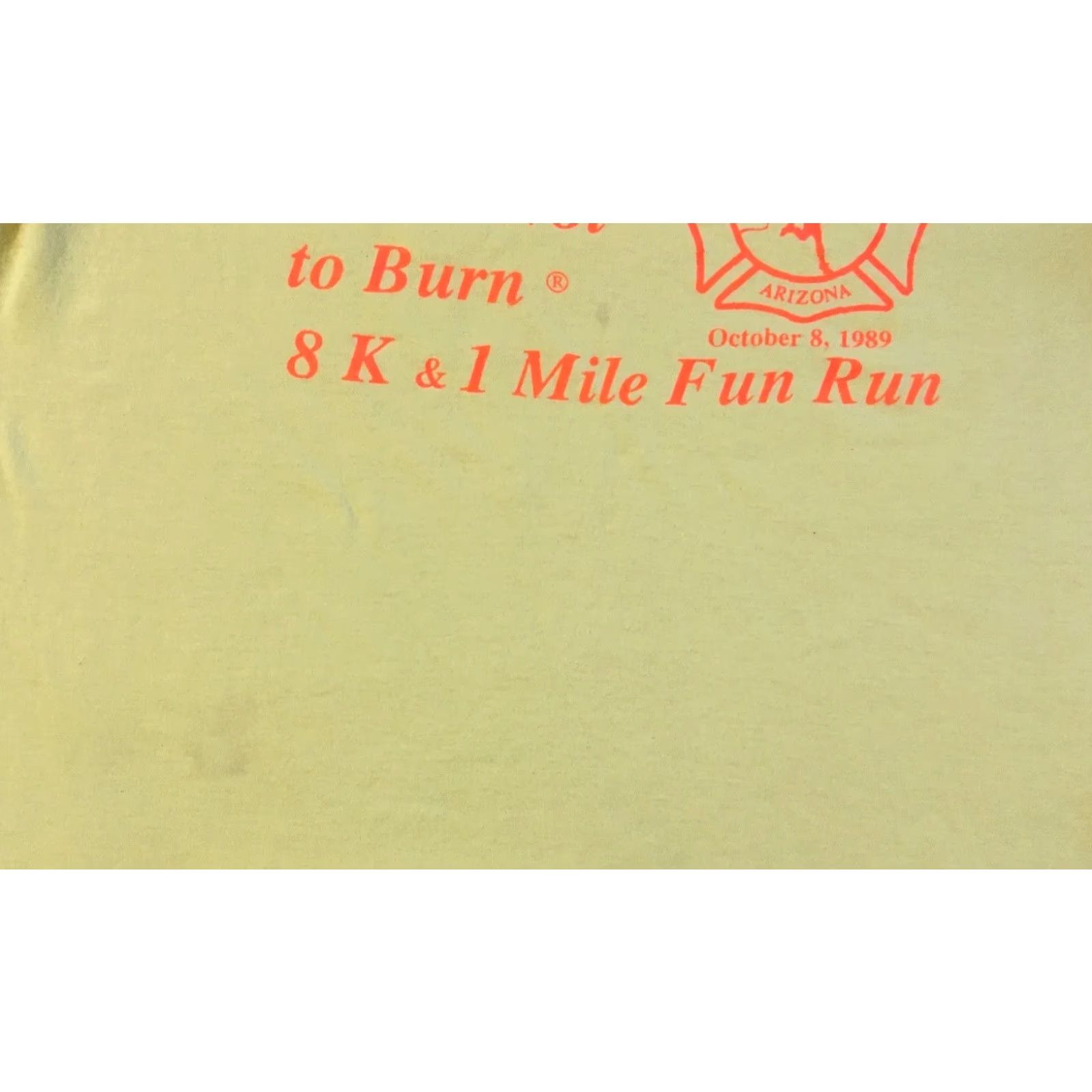 Vintage VINTAGE Phoenix Fire Dept Learn Not Burn Marathon T-Shirt L Yellow 80s 90s Fire Fighter Boots Single Stitch Mens Size US L / EU 52-54 / 3 - 7 Thumbnail