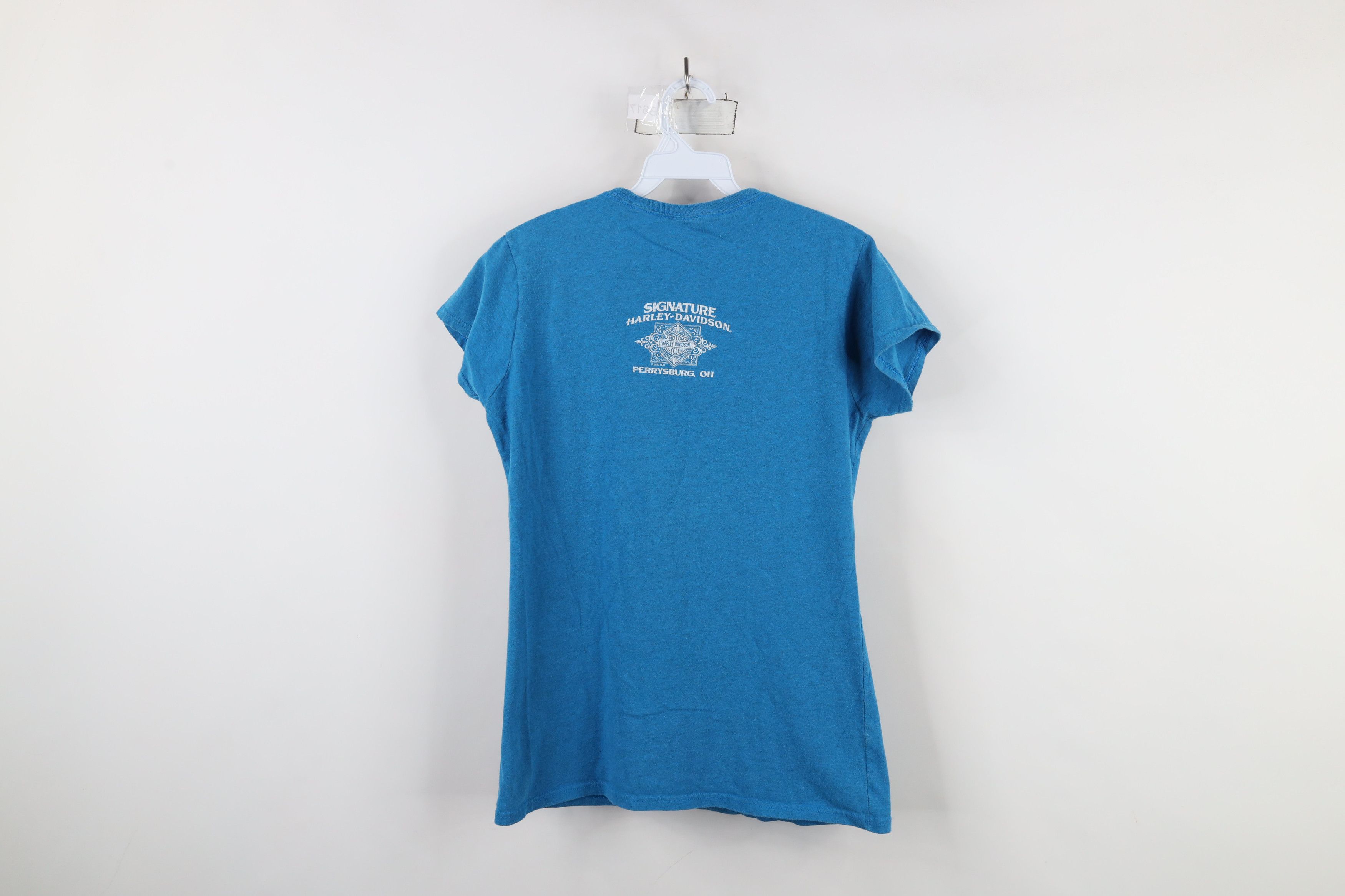 Harley Davidson × Vintage Y2K Harley Davidson Faded Spell Out Eagle Wings T-Shirt Blue Size L / US 10 / IT 46 - 10 Thumbnail