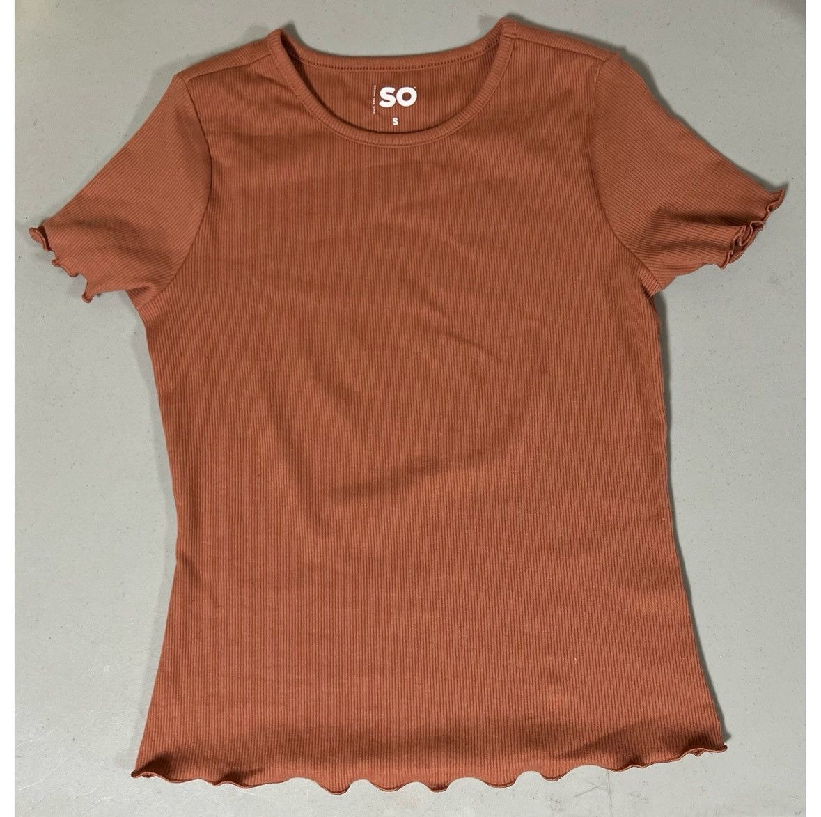 Sonoma SO Rust Orange Tan Beige Crewneck Tee T-Shirt Top Size S ✨ Size S / US 4 / IT 40 - 2 Thumbnail