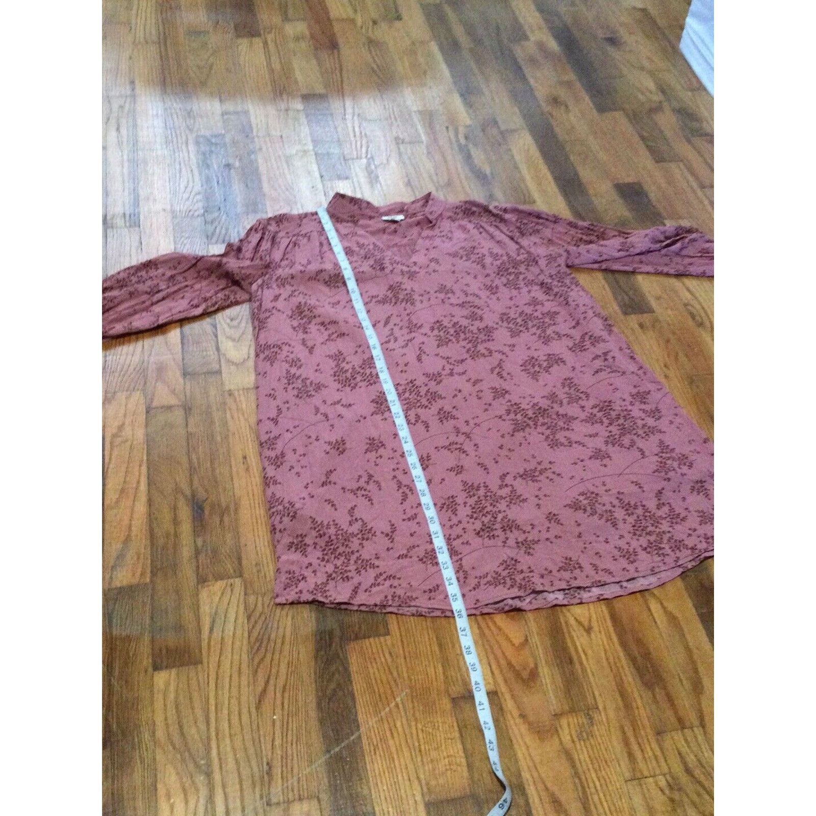 Vintage A.N.A. V-Neck Mauve Floral Long Sleeve Shift Dress Sz Small Size S / US 4 / IT 40 - 15 Thumbnail