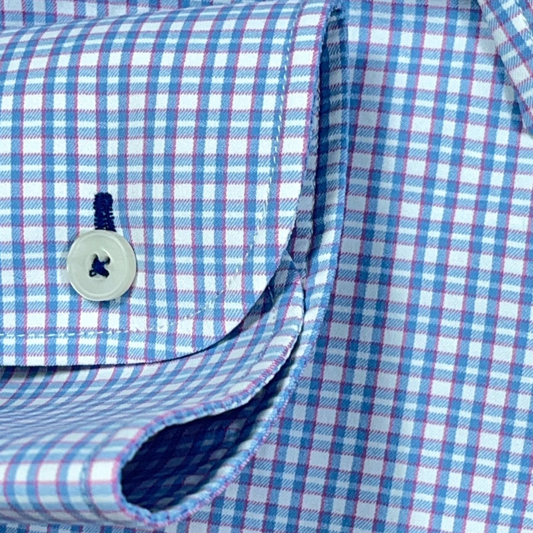 UNTUCKit UNTUCKit Button-Up Shirt Men XL Blue Plaid Nylon Performance Stretch Dress Shirt Size 46R - 6 Thumbnail
