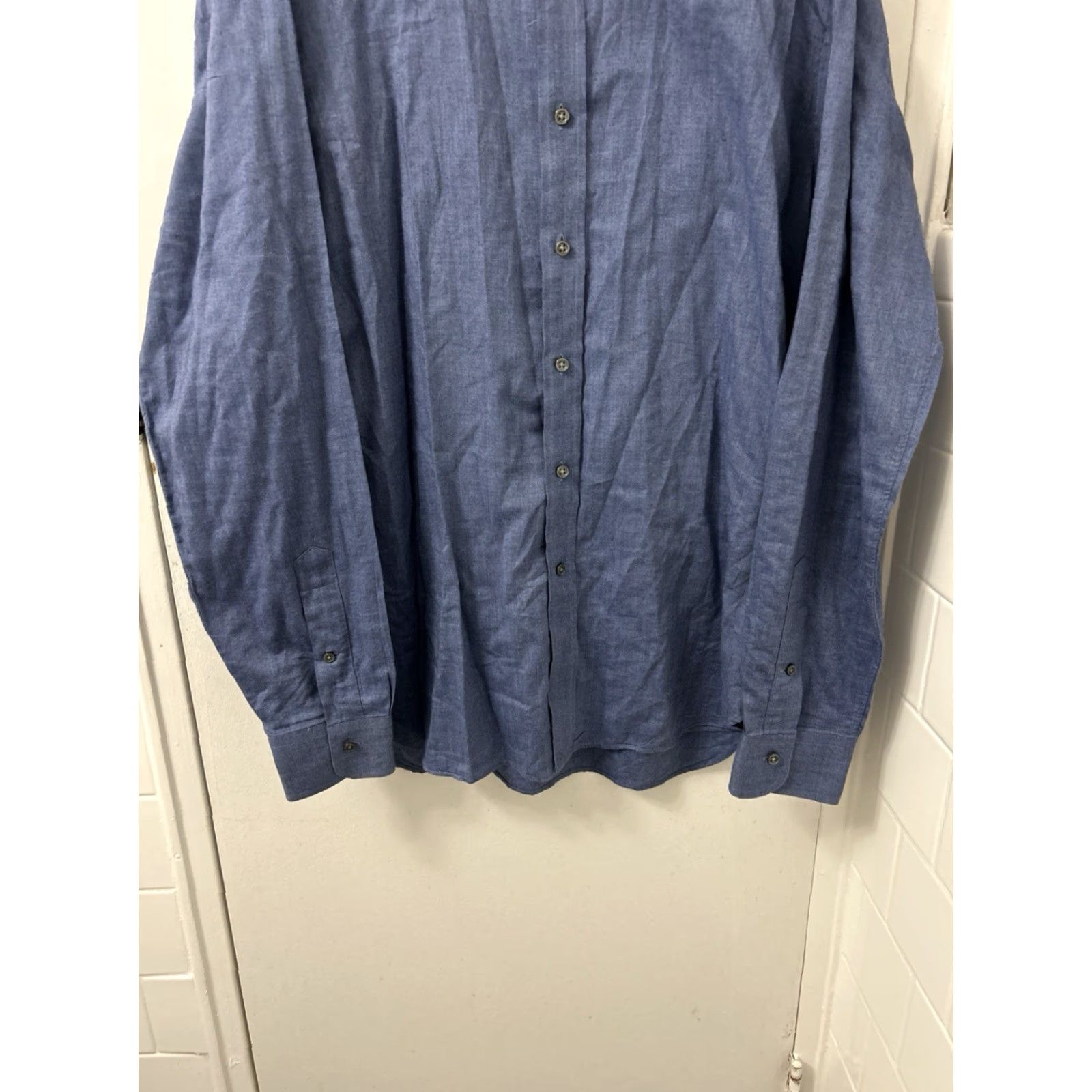 Polo Ralph Lauren Polo Ralph Lauren Shirt Mens 16.5 Blue Herringbone Slim Fit Button Up L/S Size US XL / EU 56 / 4 - 3 Thumbnail