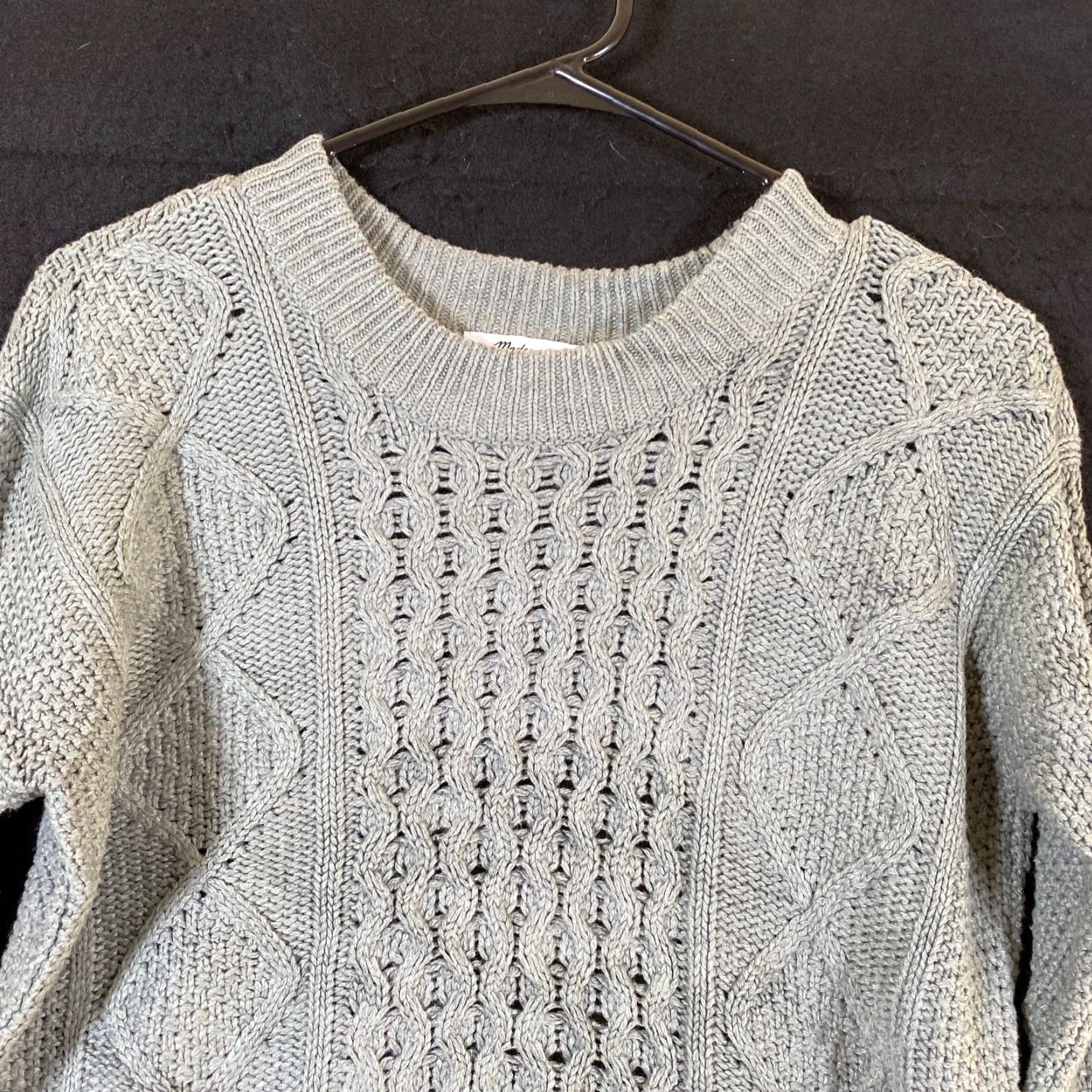 Madewell Madewell Womens Sweater Gray Crew Neck Pullover Cable Knit Long Sleeve Cotton XS Size XS / US 0-2 / IT 36-38 - 2 Thumbnail