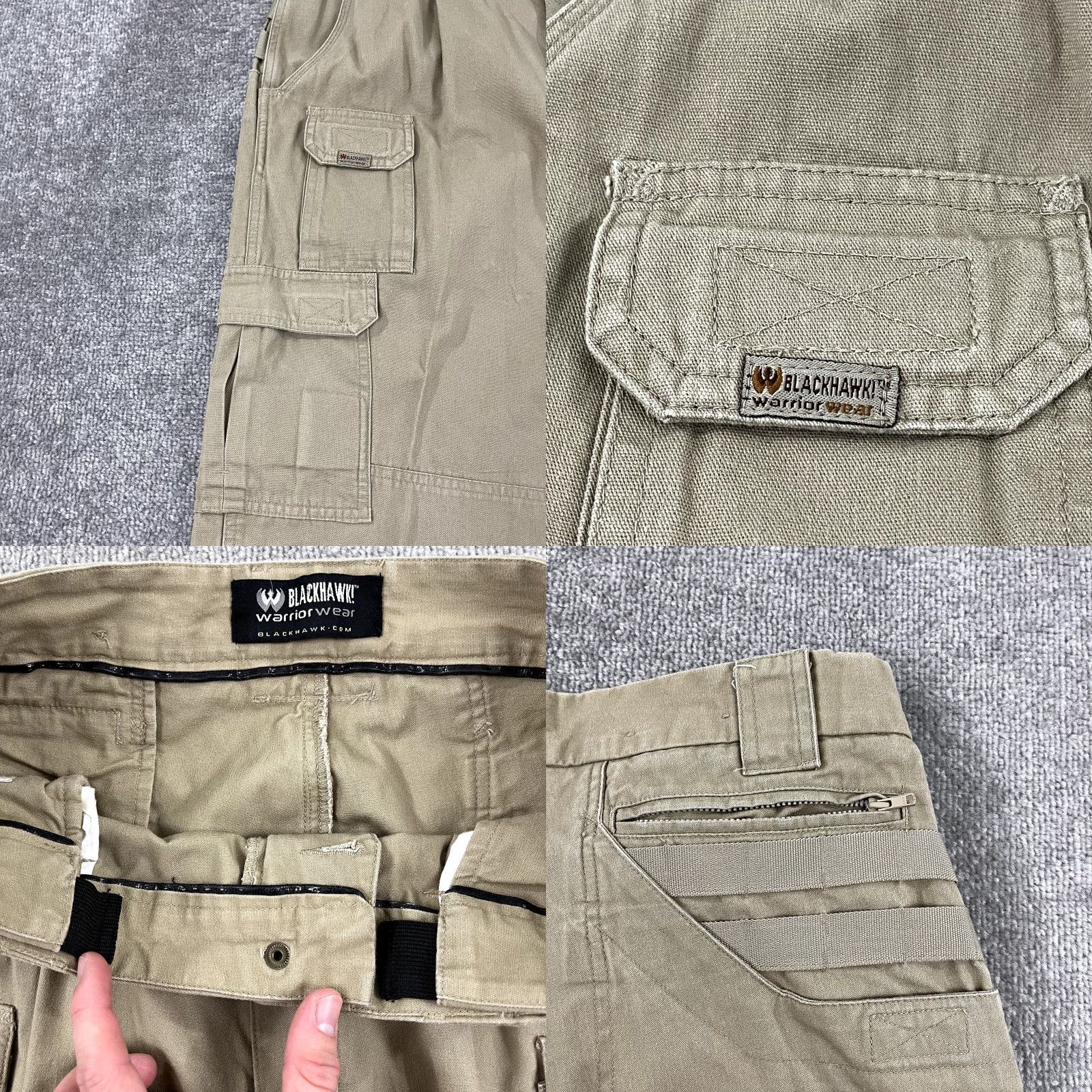 Vintage BLACKHAWK! Pants Men 38 x 30 Brown Utility Pockets Military Workwear Canvas Casual Jeans Trousers 5-Pocket Design Mens Size US 30 / EU 46 - 8 Thumbnail