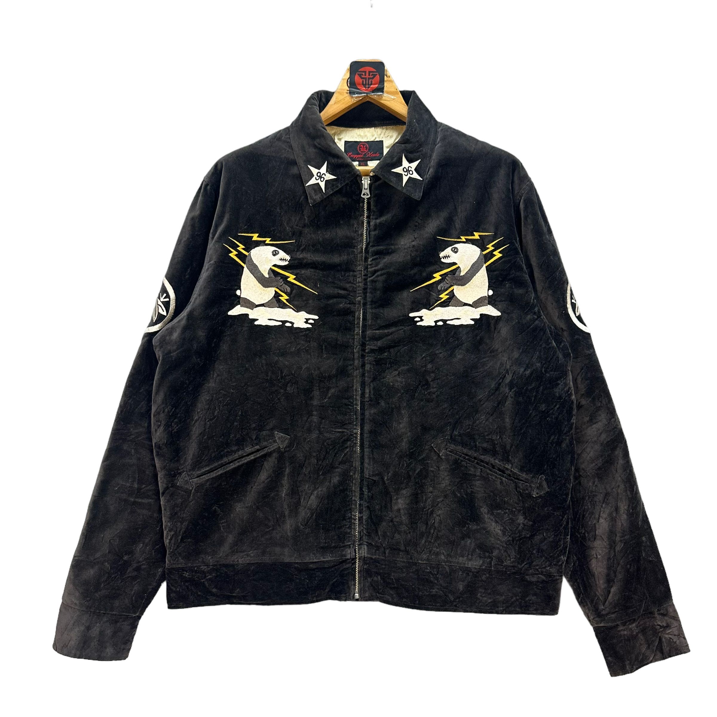 Japanese Brand CRAPPED HEADS EMBROIDERED PANDA VELVET JACKET #7485-148 Size US XL / EU 56 / 4 - 3 Thumbnail