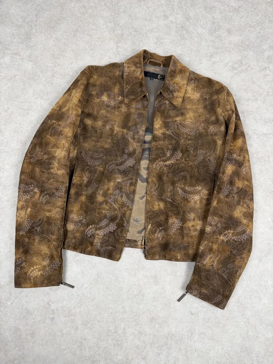 Just Cavalli 2000s Cavalli Brown Spiritual Dragon Faded Leather Premium Jacket Size US M / EU 48-50 / 2 - 7 Thumbnail