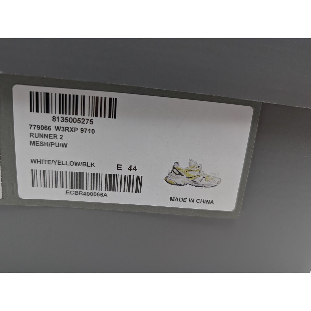 Balenciaga o1rshd1 Runners 2 Sneakers in White/Yellow/Black Size US 11 / EU 44 - 24 Thumbnail